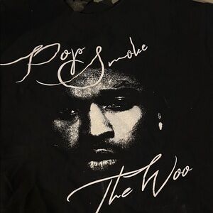Vlone Pop Smoke The Woo T Shirt Mens Size small Black Rap Graphic Tee